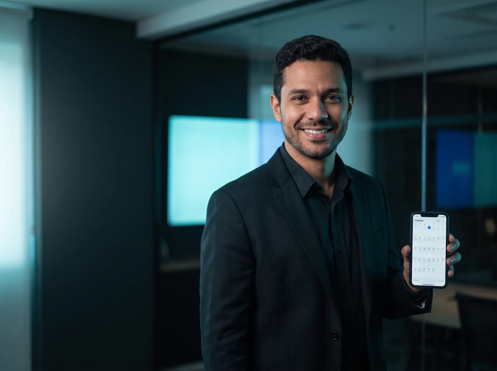 Gestora de marketing confirmando atendimento pelo WhatsApp no celular