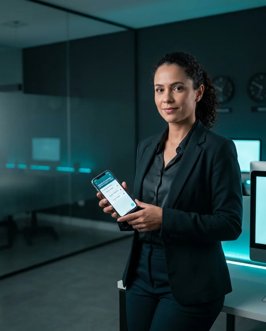 Contador tranquilo com o WhatsApp do escritório respondido em dia